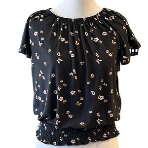 STITCH FIX BIXBY NOMAD FLORAL SMOCKED TOP GRAY MULTI SIZE LG 12-14 NEW WITH TAGS